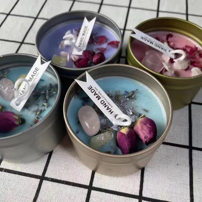 Aromatherapy Crystal Candles W/Dried Flowers