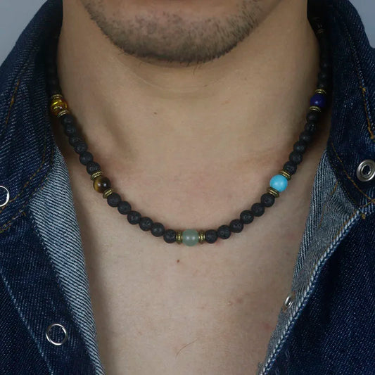 Natural Lava Beaded Necklace