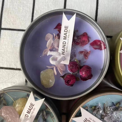 Aromatherapy Crystal Candles W/Dried Flowers