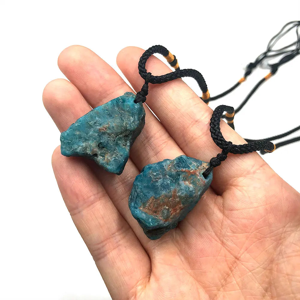 Blue Apatite Raw Natural Stone Necklace