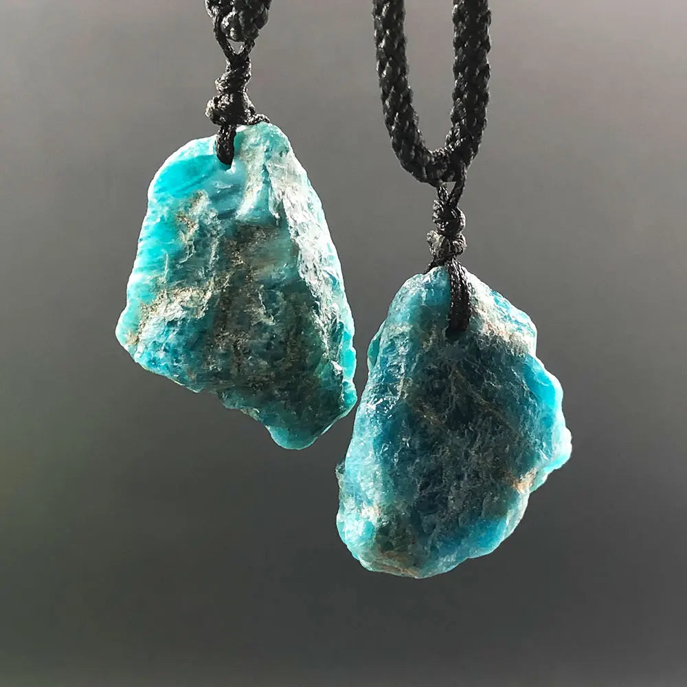Blue Apatite Raw Natural Stone Necklace