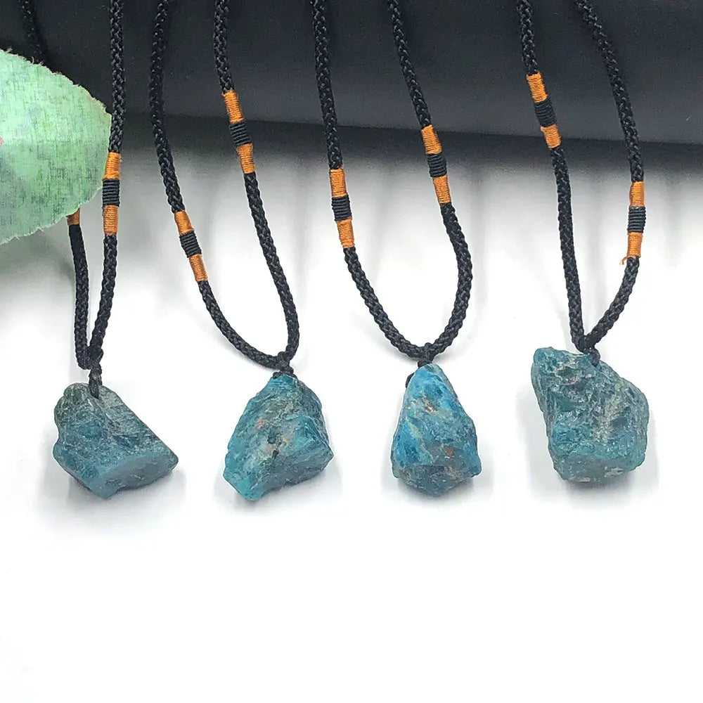 Blue Apatite Raw Natural Stone Necklace