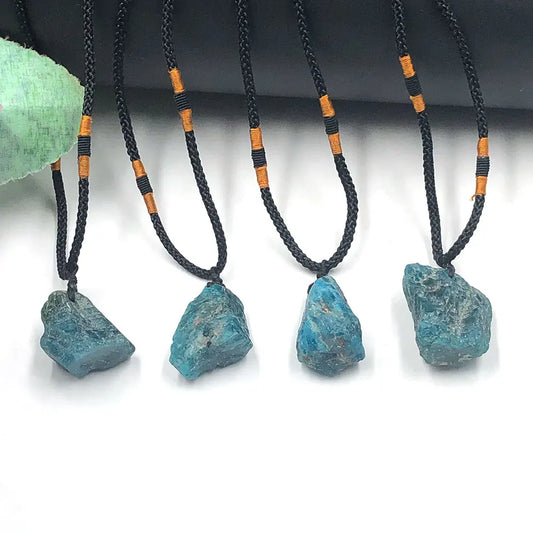 Blue Apatite Raw Natural Stone Necklace