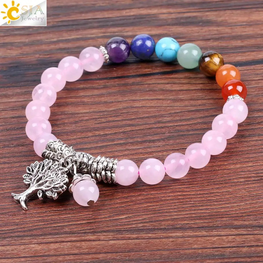 Natural Pink Crystal Quartz Bracelet