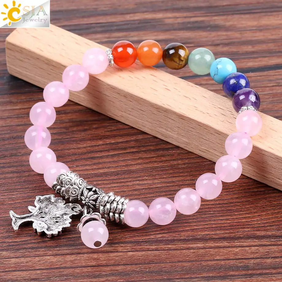 Natural Pink Crystal Quartz Bracelet