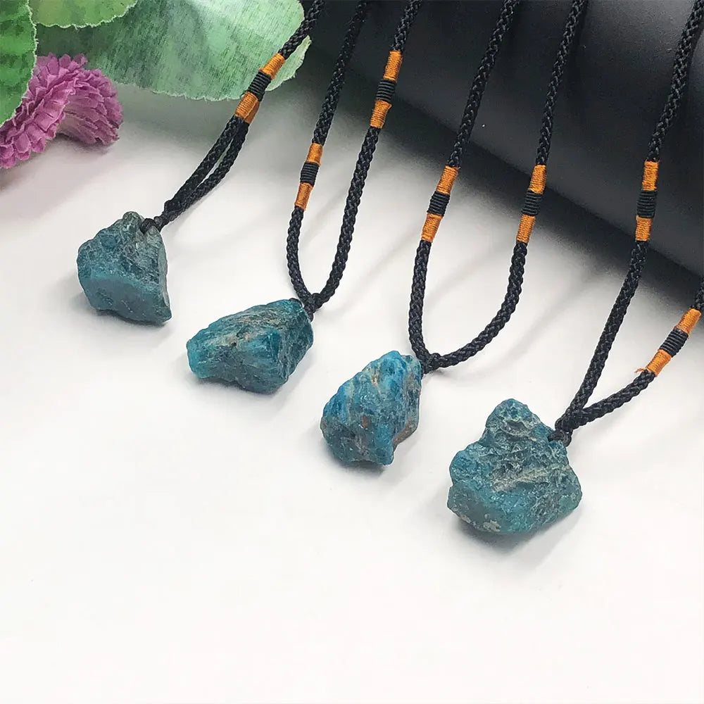 Blue Apatite Raw Natural Stone Necklace