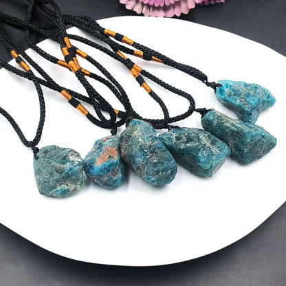 Blue Apatite Raw Natural Stone Necklace