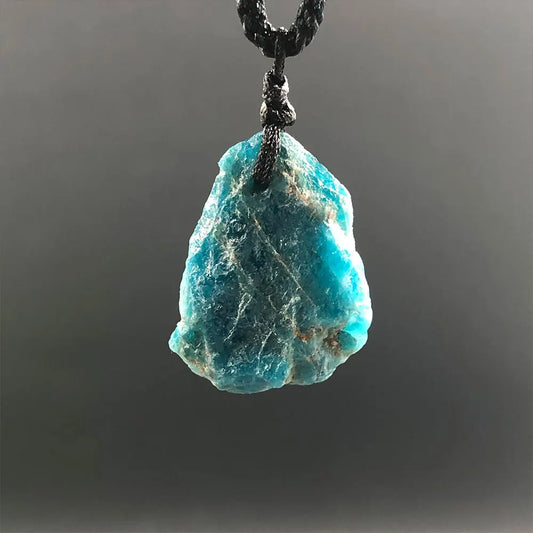 Blue Apatite Raw Natural Stone Necklace