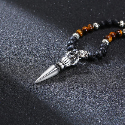 Lava Stone & Tigers Eye Dagger Necklace