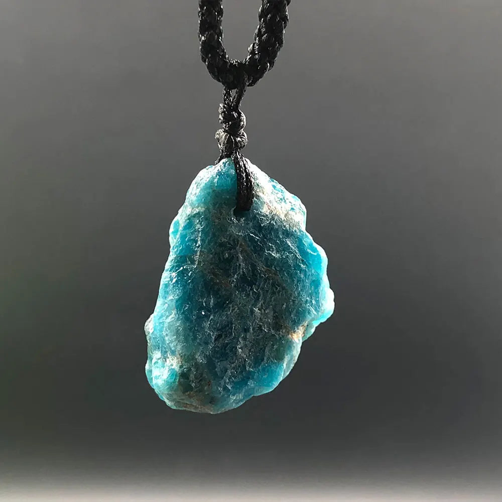 Blue Apatite Raw Natural Stone Necklace
