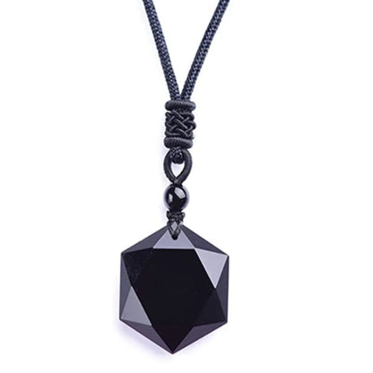 Obsidian Hexagram Necklace