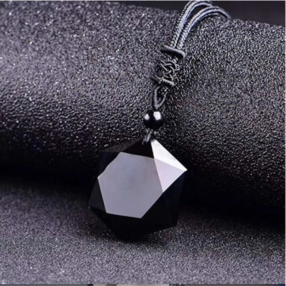 Obsidian Hexagram Necklace