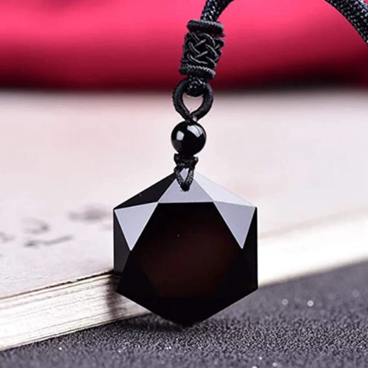 Obsidian Hexagram Necklace
