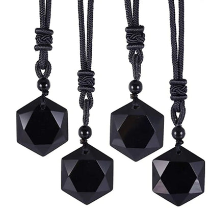 Obsidian Hexagram Necklace