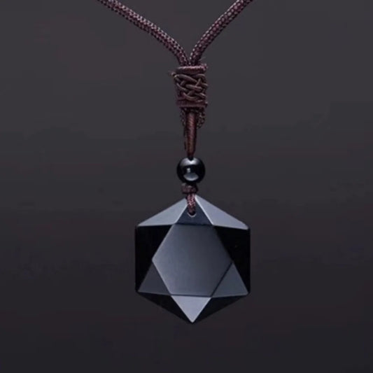 Obsidian Hexagram Necklace