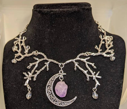 Mystic Purple Crystal Moon Necklace