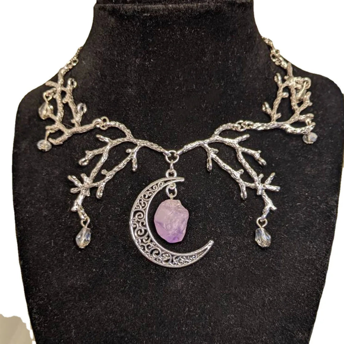 Mystic Purple Crystal Moon Necklace