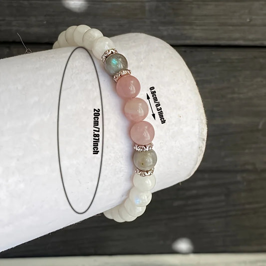 Labradorite Moonstone Beaded Bracelet