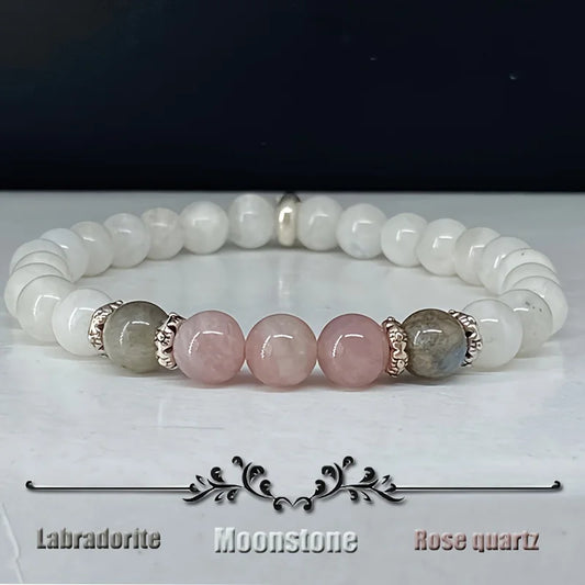 Labradorite Moonstone Beaded Bracelet