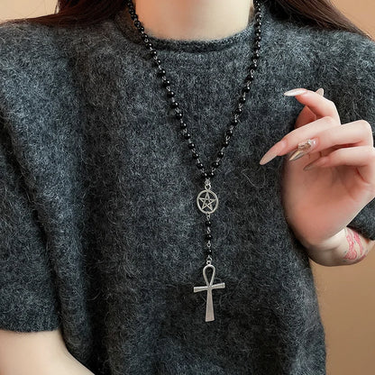 Ankh Rosary Necklace
