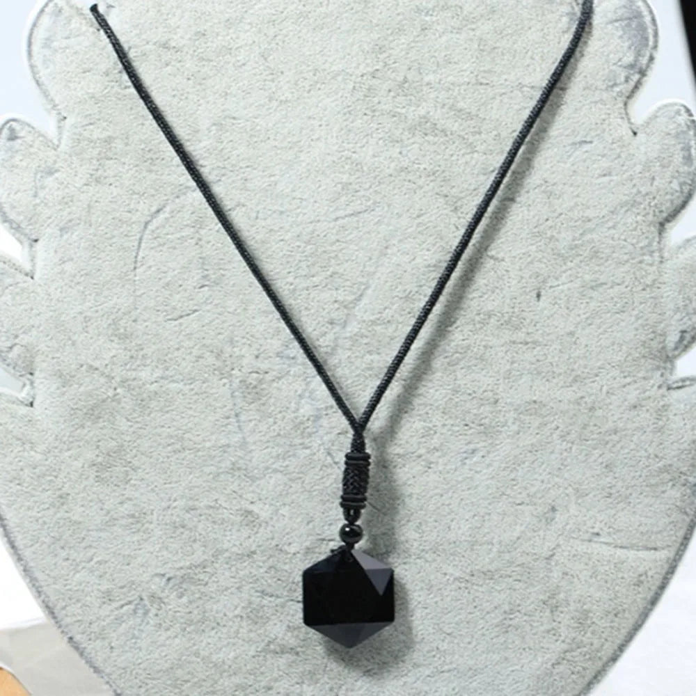 Obsidian Hexagram Necklace