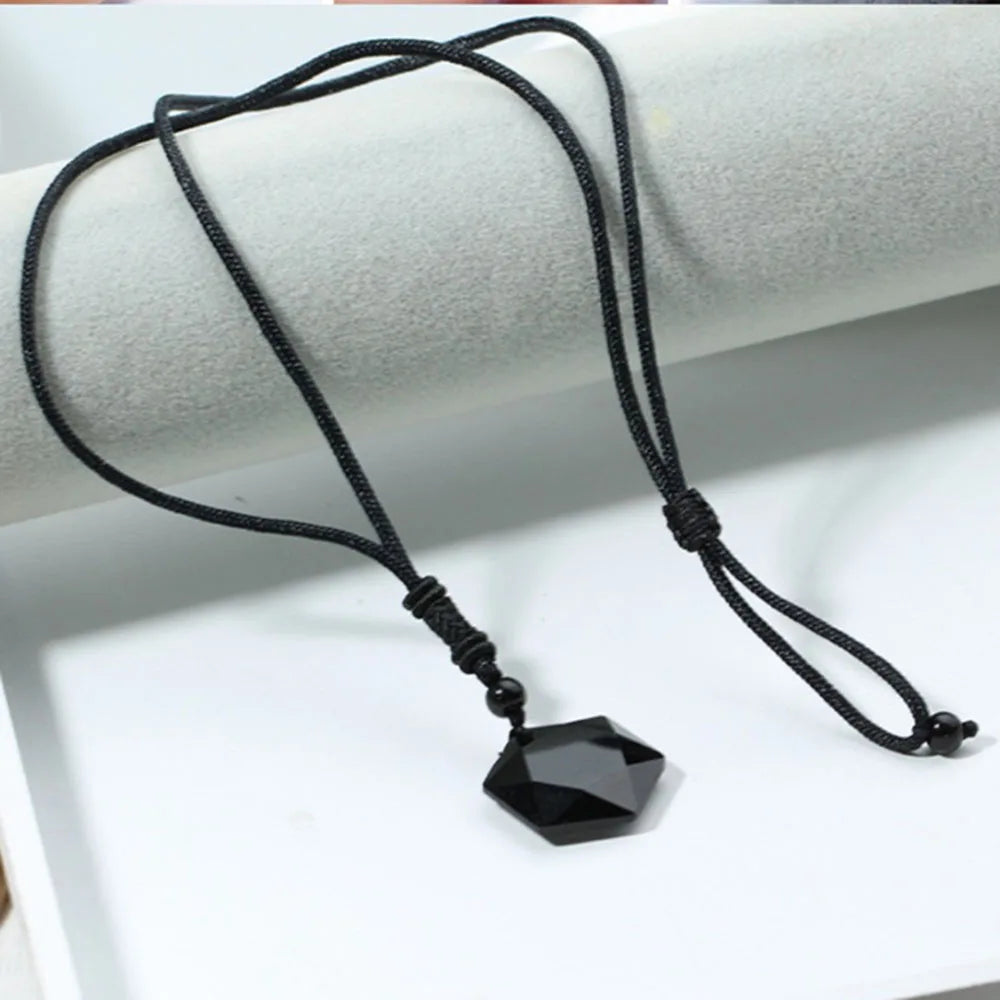 Obsidian Hexagram Necklace