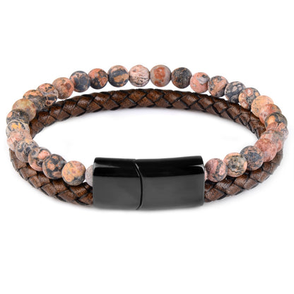 Natural Tiger Eye Leather Bracelet