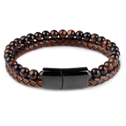 Natural Tiger Eye Leather Bracelet