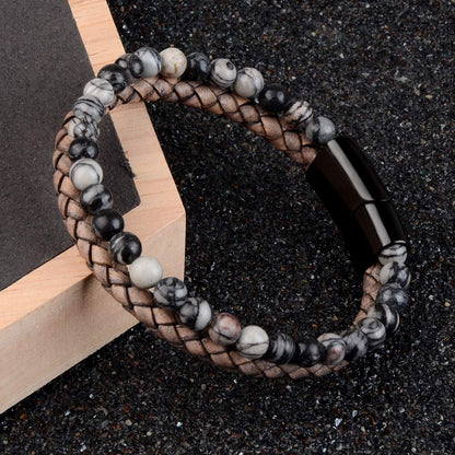 Natural Tiger Eye Leather Bracelet