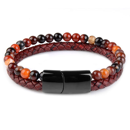 Natural Tiger Eye Leather Bracelet