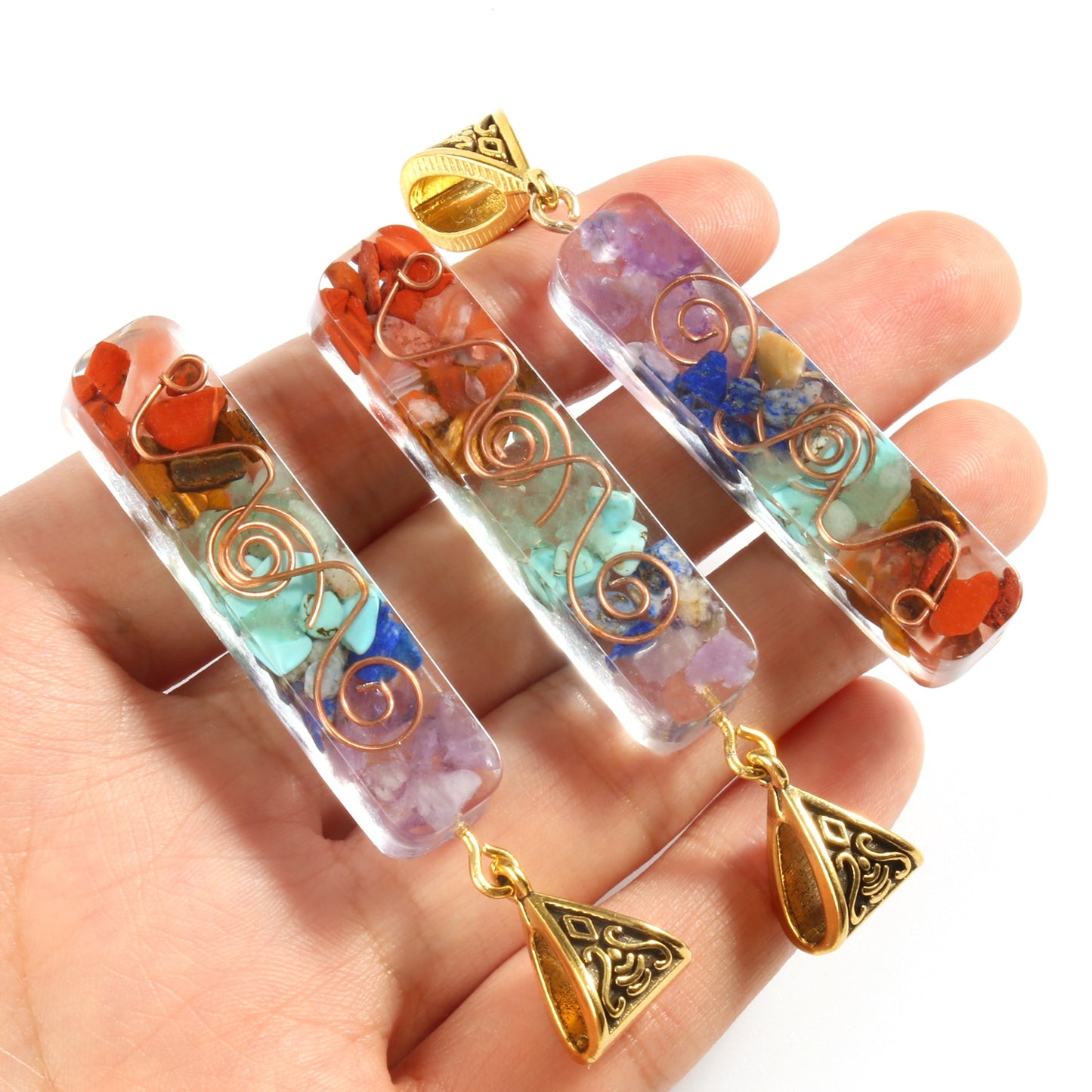 Retro Reiki Healing Energy Crystal Pendant