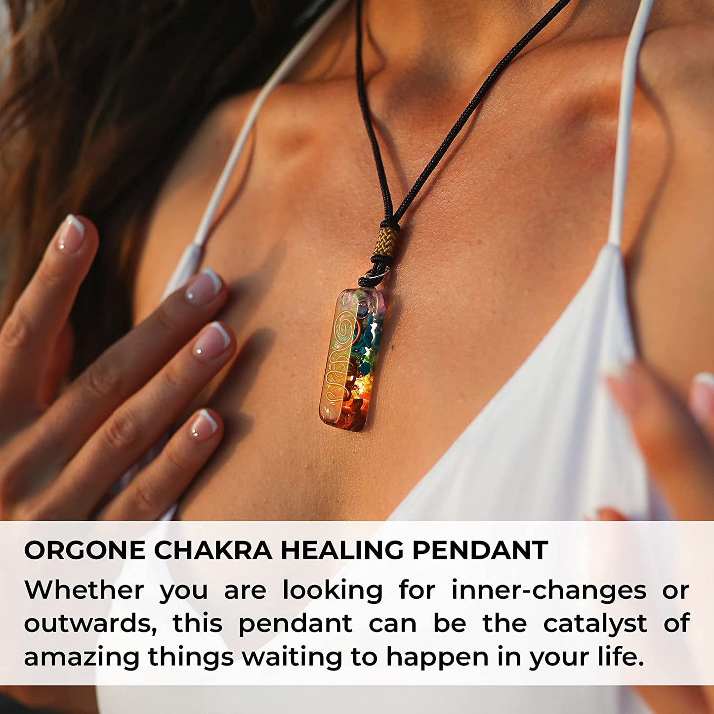 Retro Reiki Healing Energy Crystal Pendant